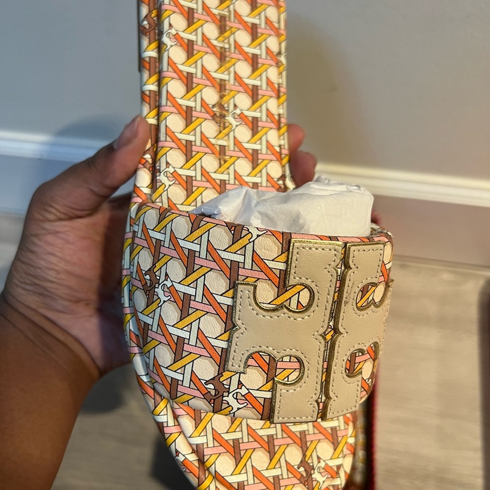 Tory Burch Beige & Multi-Color Patterned Slide Sandal
